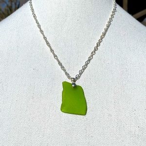 Vibrant Green Beach Glass Necklace